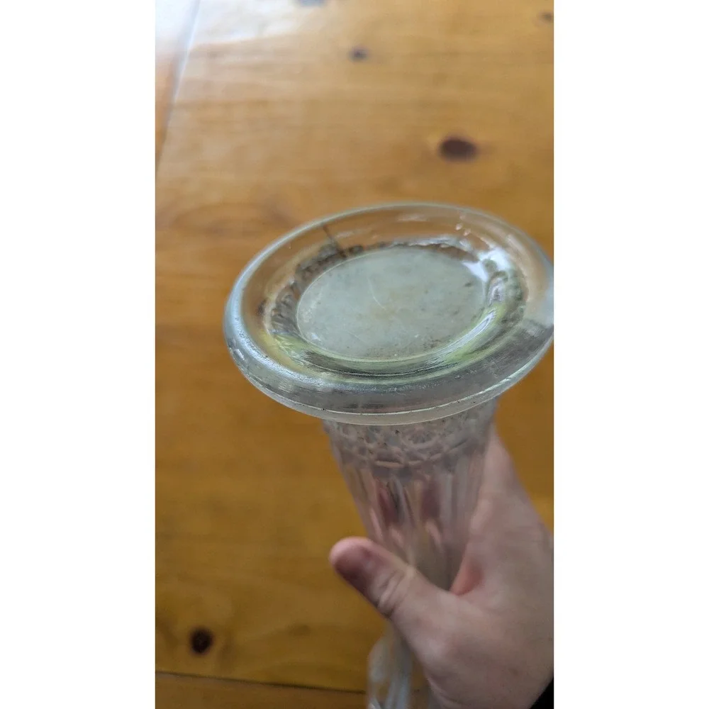 Vintage Clear Glass Fluted Bud Vase Scalloped Rim Ribbed Trumpet 12.5 Inch